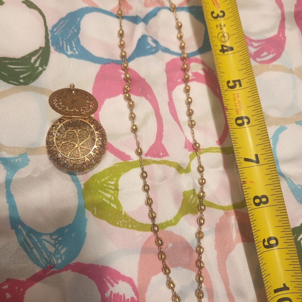 Gold Beaded Necklace with Cross Pendant, 800 Plate Vintage - Picture 2 of 7